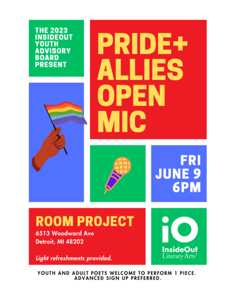 Rainbow Flyer for InsideOut Open Mic at Room Project